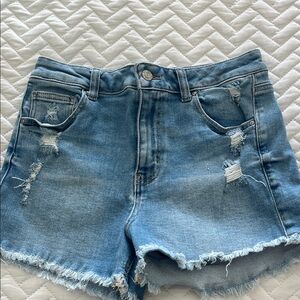 Wax Jean Light Blue Distressed Denim Shorts
